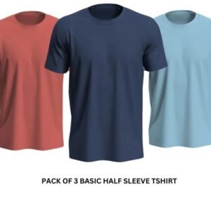 Pack of 3 Premium Half Sleeves Round Neck Plain Color T-Shirts for Men & Boys – Soft Comfortable Fabric