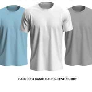 Pack of 3 Premium Half Sleeves Round Neck Plain Color T-Shirts for Men & Boys – Soft Comfortable Fabric