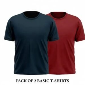 Pack of 2 Premium Half Sleeves Round Neck Plain Color T-Shirts for Men & Boys – Soft Comfortable Fabric
